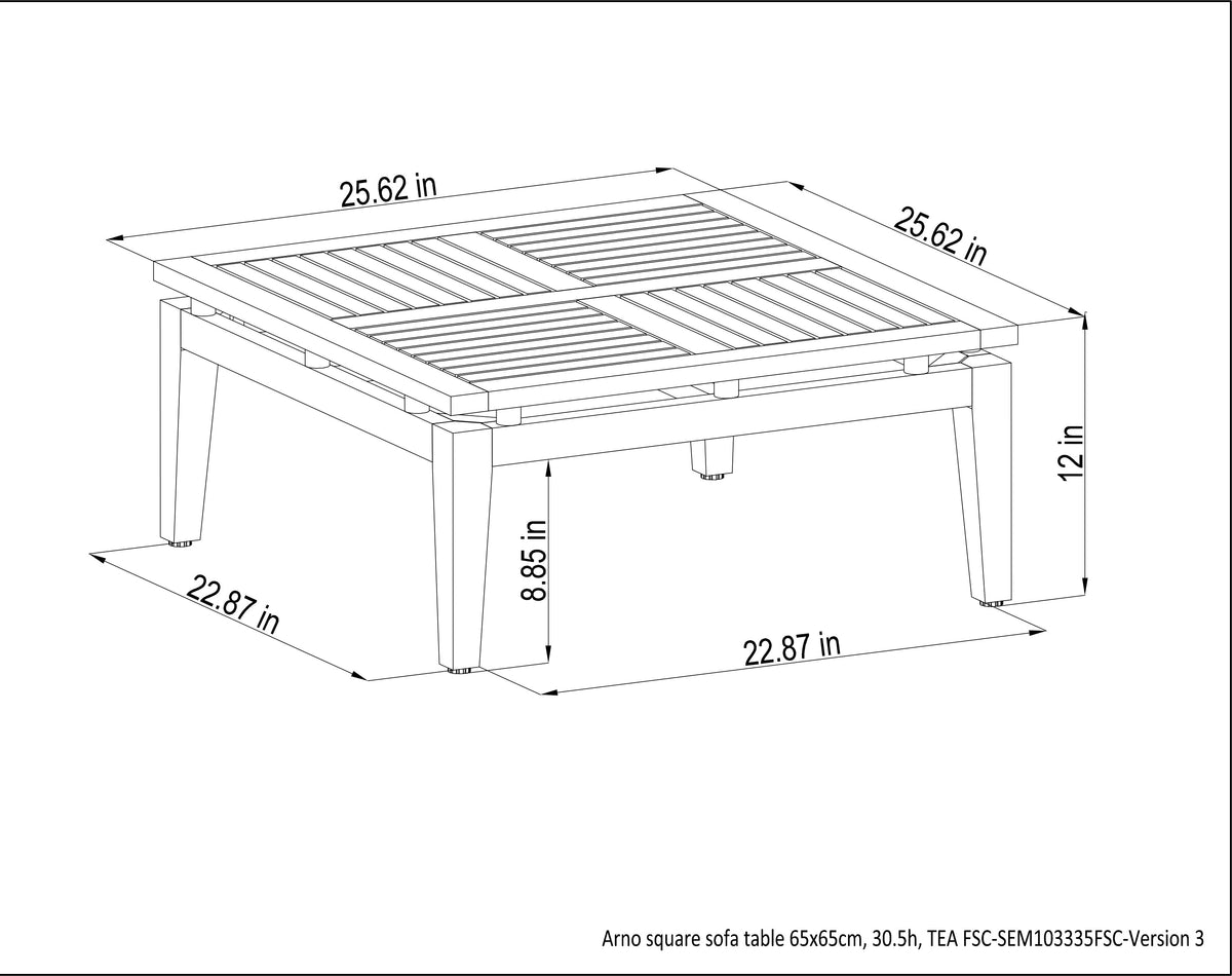 Arno 6-Piece Teak Outdoor Set with Dark Cushions