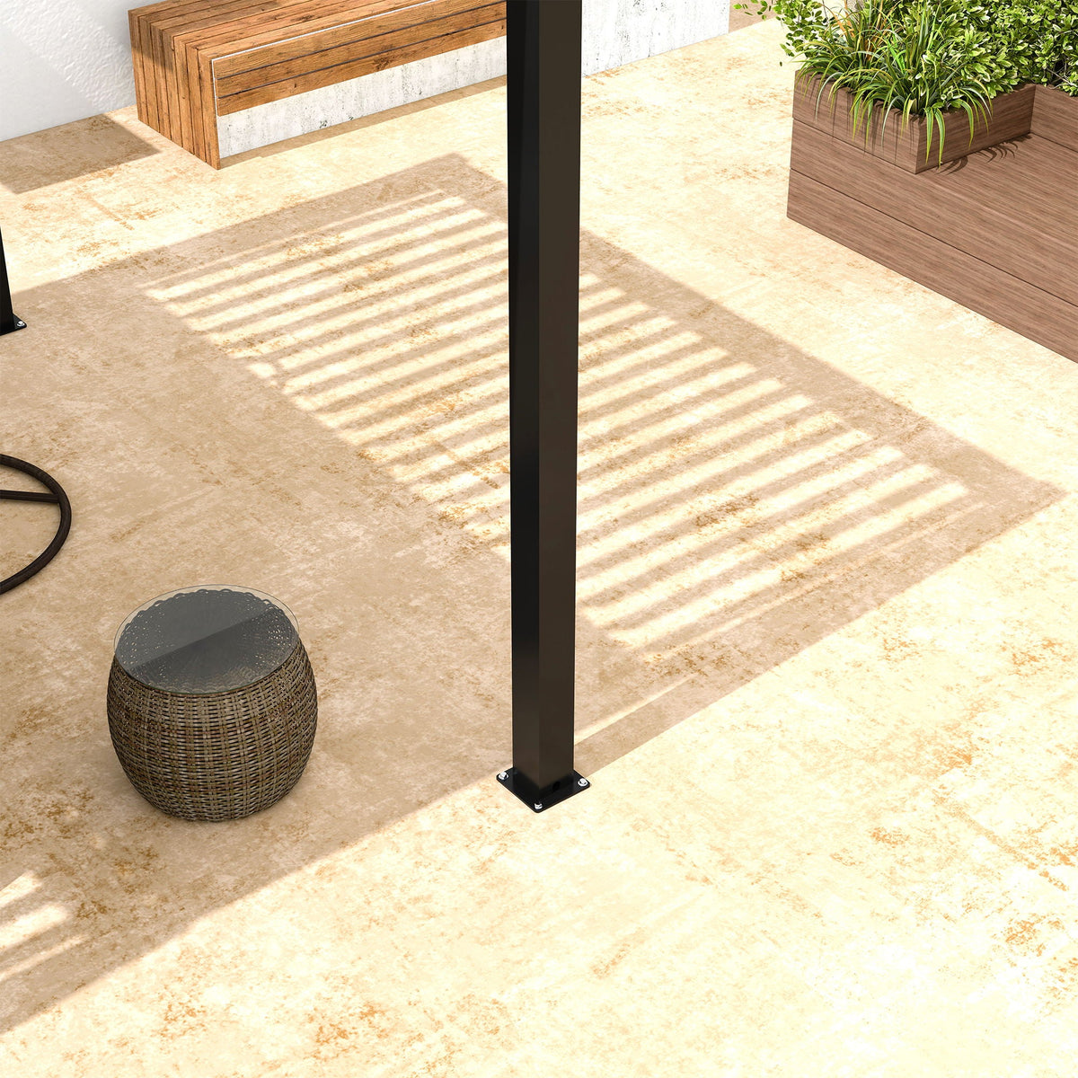 Black Aluminum Louvered Pergola, 118 x 228 x 90.5 in.