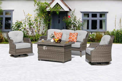 Tenaya Grey Wicker Rectangular Firepit Table