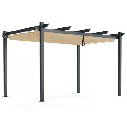 10 x 13 Feet Outdoor Aluminum Retractable Pergola Canopy Shelter