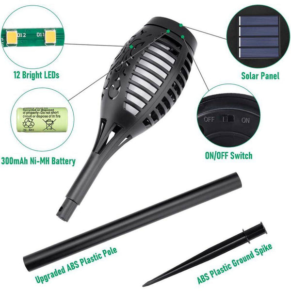 Solar Torches Light with Flickering Flame for Outdoor Decor, Solar Garden Lights, Waterproof Outdoor Lighting