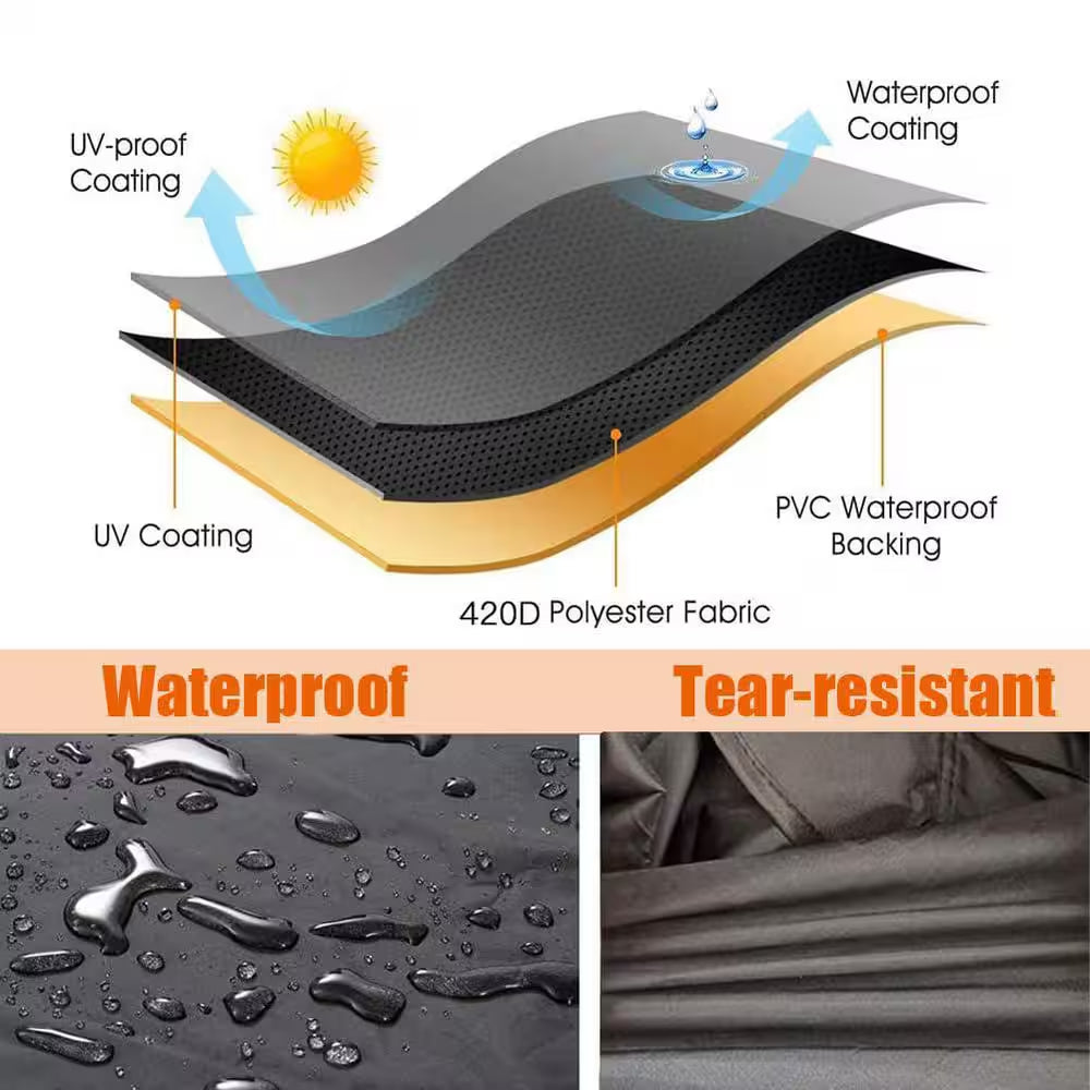 87 in Outdoor 420D Oxford Patio Heater Cover Waterproof Windproof Zippered Black Pyramid Heater Accessory