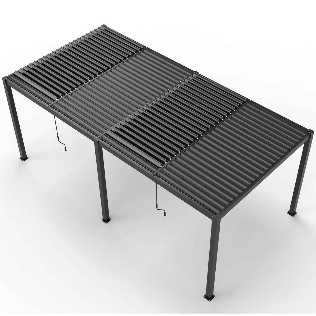 Black Aluminum Louvered Pergola, 118 x 228 x 90.5 in.