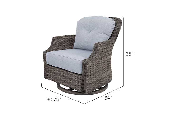 Tenaya 4-Piece Grey Wicker Firepit Patio Set with Swivel Rocking Chairs