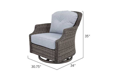 Tenaya Set of 2 Grey Wicker Swivel Rocking Patio Chairs