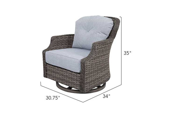 Tenaya Set of 2 Grey Wicker Swivel Rocking Patio Chairs