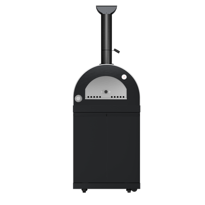 128-In. Double 304 Marine Grade SS Outdoor Kitchen – 120,000 BTU | BBQ Grill + Pizza Oven + Wine Cooler | Black Granite