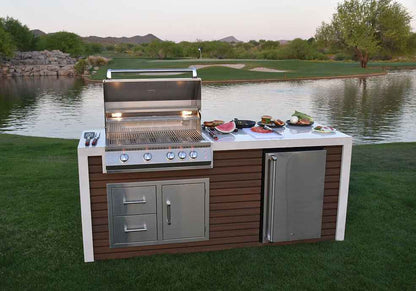KoKoMo Outdoor Kitchen Island with Waterfall Edge & 32-Inch Built-In Grill