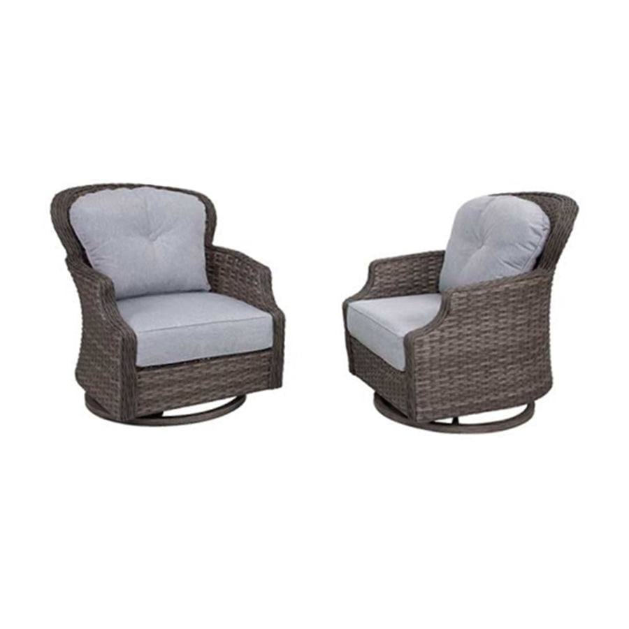 Tenaya Set of 2 Grey Wicker Swivel Rocking Patio Chairs