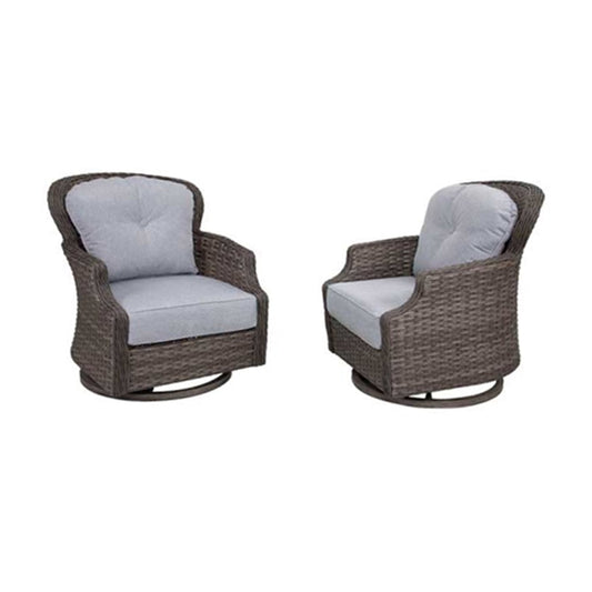 Tenaya Set of 2 Grey Wicker Swivel Rocking Patio Chairs