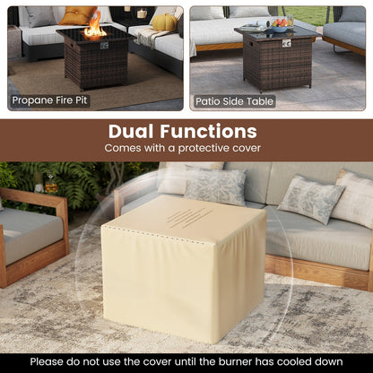 32.5 Inch Propane Fire Pit Table 5000 BTU with Tempered Glass Tabletop