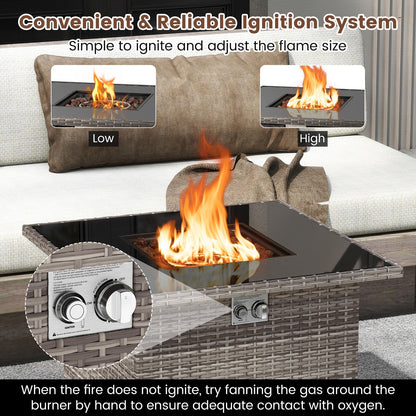 32.5 Inch Propane Fire Pit Table 5000 BTU with Tempered Glass Tabletop