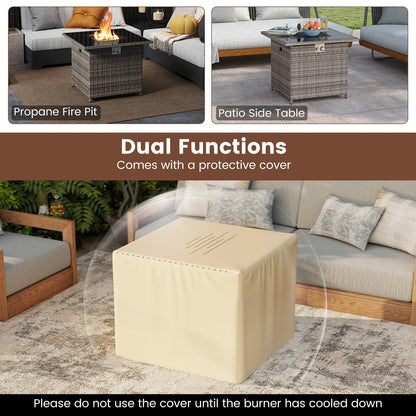 32.5 Inch Propane Fire Pit Table 5000 BTU with Tempered Glass Tabletop