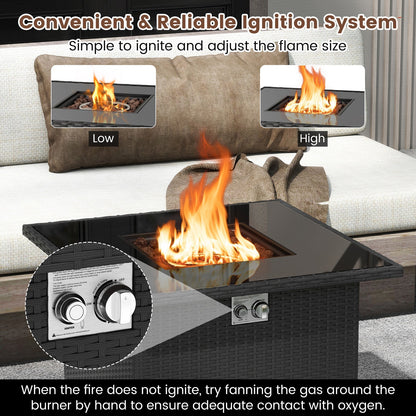 32.5 Inch Propane Fire Pit Table 5000 BTU with Tempered Glass Tabletop