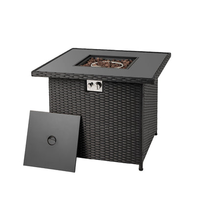 32.5 Inch Propane Fire Pit Table 5000 BTU with Tempered Glass Tabletop