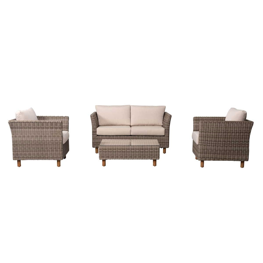 Orlando 4-Piece Wicker Patio Sofa Set with Beige Cushions