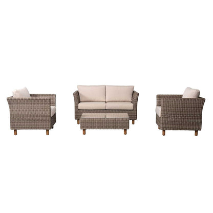 Orlando 4-Piece Wicker Patio Sofa Set with Beige Cushions