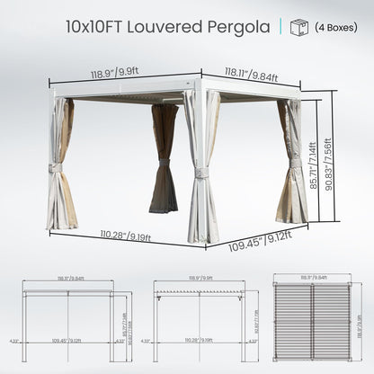 10 x 10 ft White Aluminum Louvered Pergola
