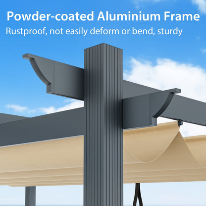 10 x 13 Feet Outdoor Aluminum Retractable Pergola Canopy Shelter
