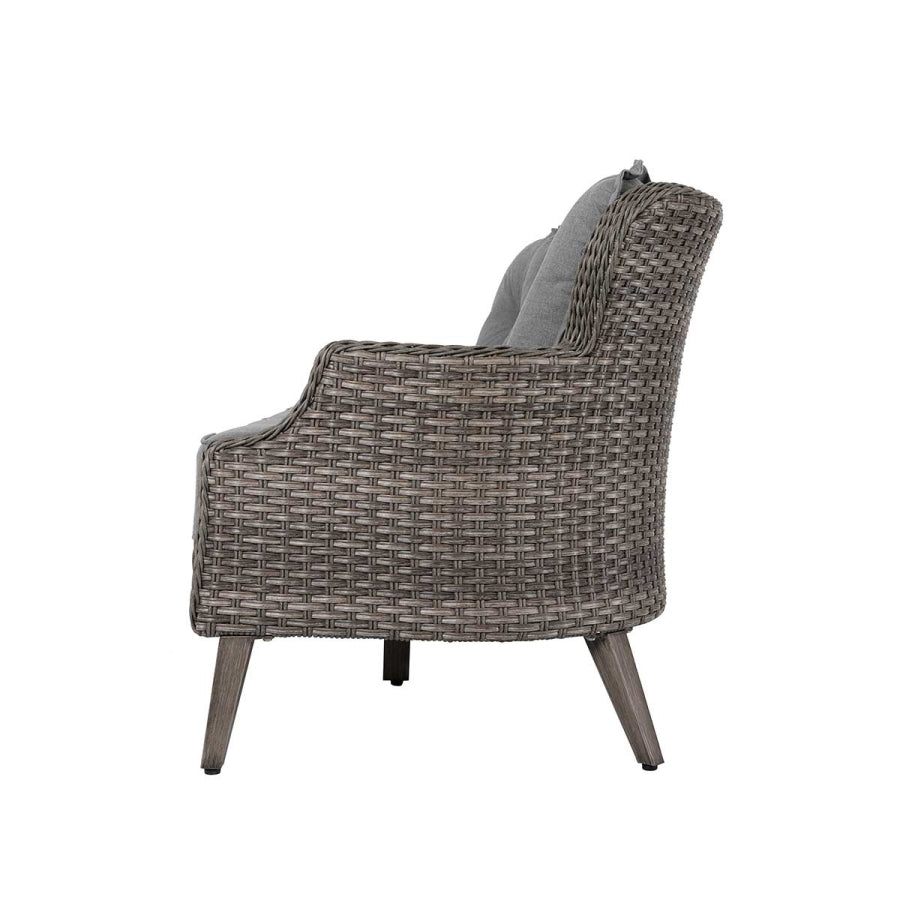 Tenaya 3-Piece Grey Wicker Patio Sofa Set with Swivel Rocking Chairs
