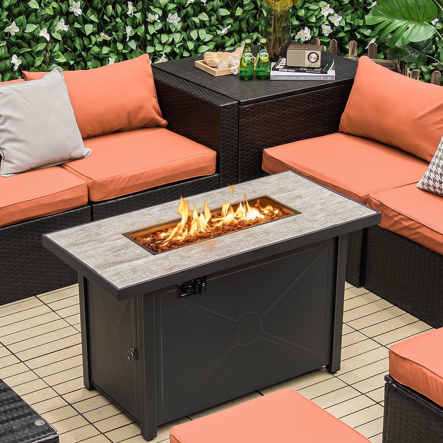 42 In. Propane Fire Pit Table with Ceramic Tabletop – 60,000 BTU