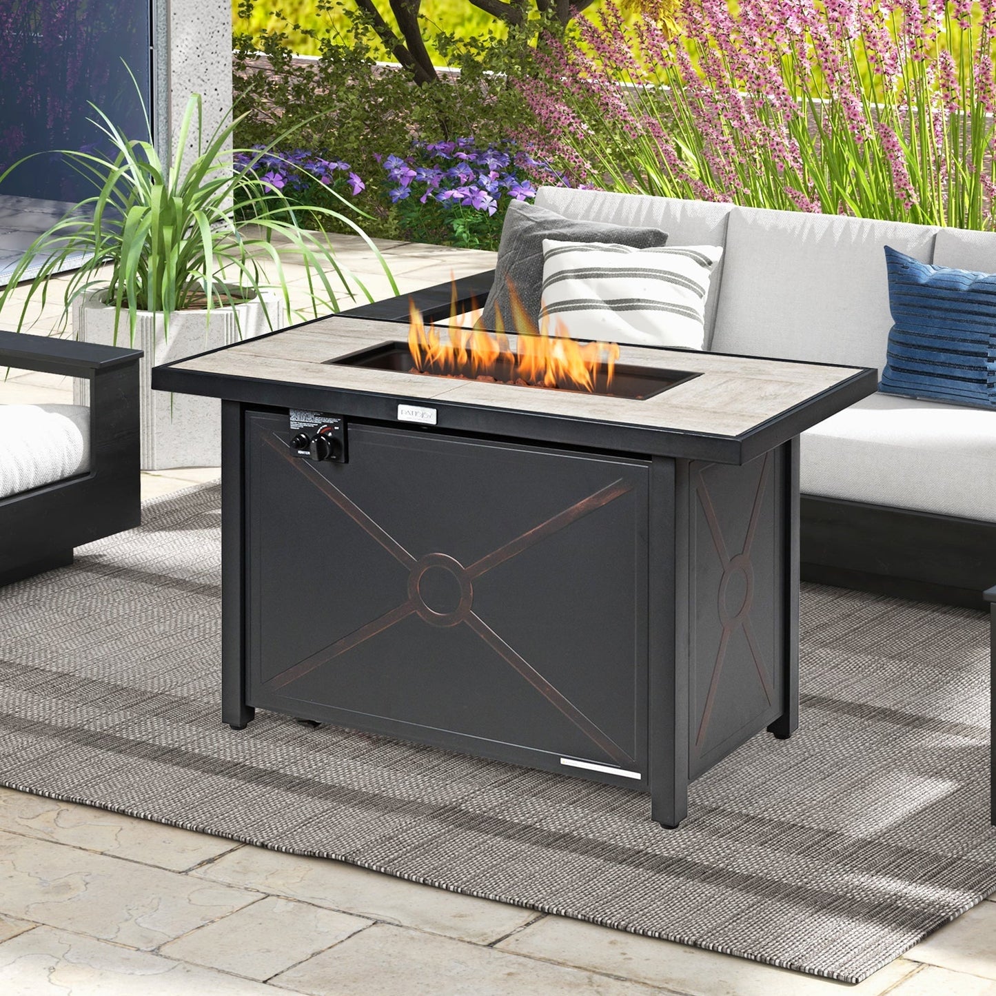 42 In. Propane Fire Pit Table with Ceramic Tabletop – 60,000 BTU