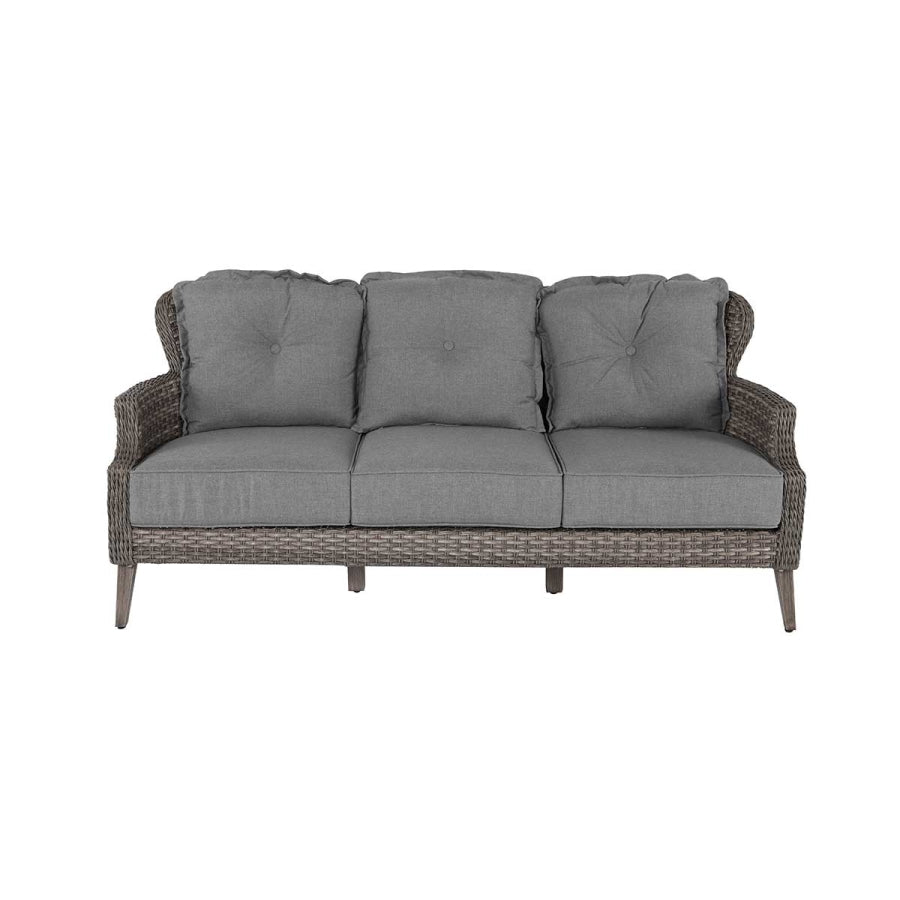 Tenaya 4-Piece Grey Wicker Firepit Patio Set with Swivel Rocking Chairs