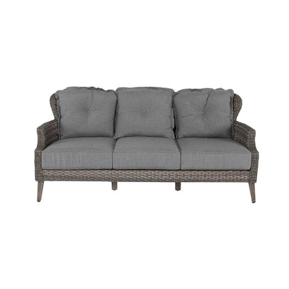 Tenaya 4-Piece Grey Wicker Firepit Patio Set with Swivel Rocking Chairs