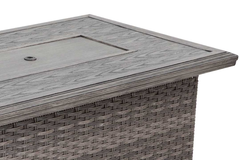 Tenaya 4-Piece Grey Wicker Firepit Patio Set with Swivel Rocking Chairs