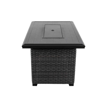 Lassen Grey Wicker Rectangular Firepit Table