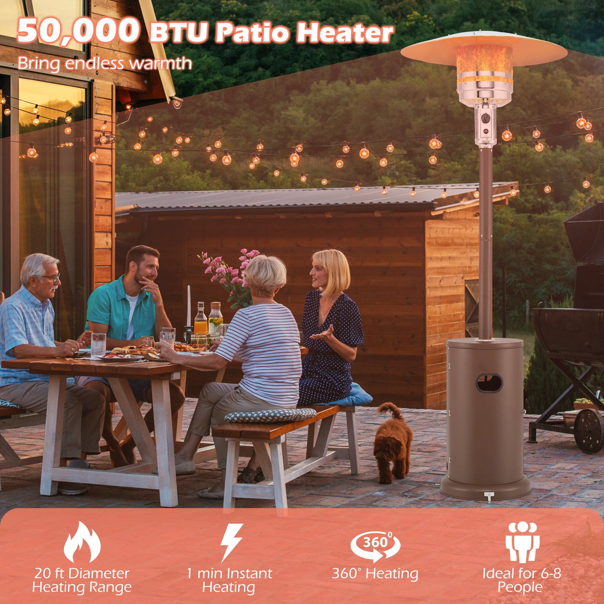 50,000 BTU Propane Patio Heater with Round Table