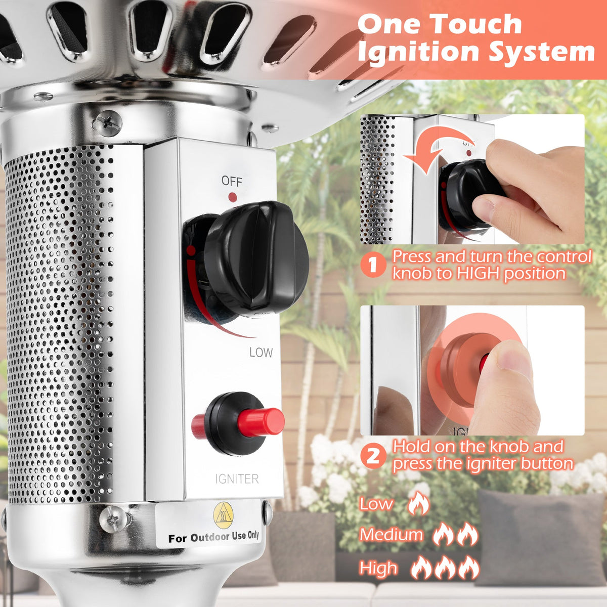 50,000 BTU Propane Patio Heater with Round Table