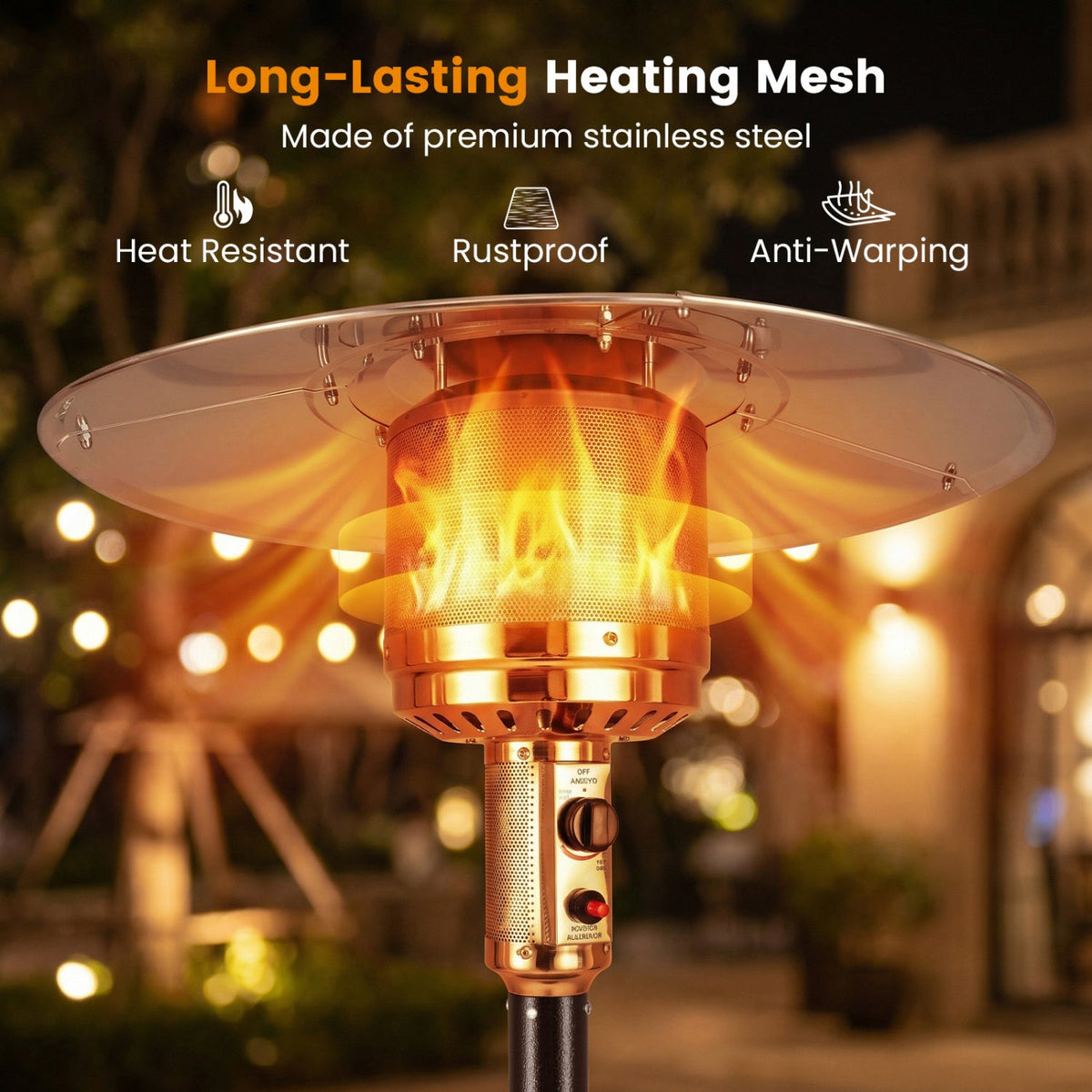 50,000 BTU Propane Patio Heater with Stainless-Steel Burner