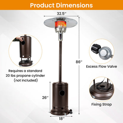 50,000 BTU Propane Patio Heater with Stainless-Steel Burner