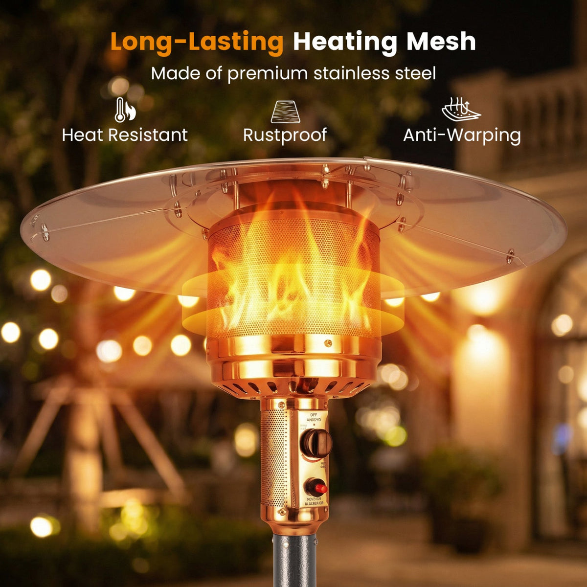 50,000 BTU Propane Patio Heater with Stainless-Steel Burner