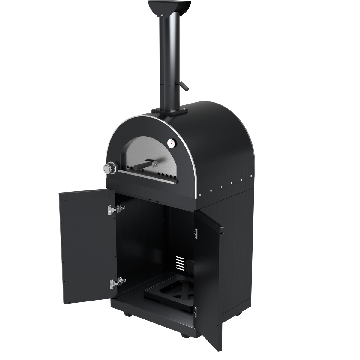 128-In. Double 304 Marine Grade SS Outdoor Kitchen – 120,000 BTU | BBQ Grill + Pizza Oven + Wine Cooler | Black Granite