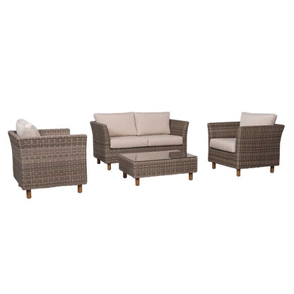 Orlando 4-Piece Wicker Patio Sofa Set with Beige Cushions