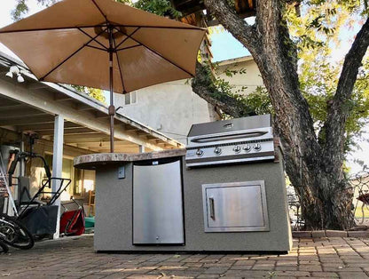 KoKoMo Maui 7 ft 6 in BBQ Island with 33-Inch Round Bar & LED Lights