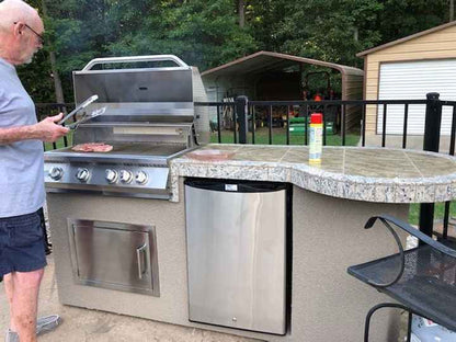 KoKoMo Maui 7 ft 6 in BBQ Island with 33-Inch Round Bar & LED Lights