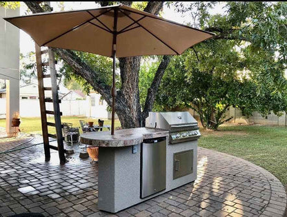 KoKoMo Maui 7 ft 6 in BBQ Island with 33-Inch Round Bar & LED Lights