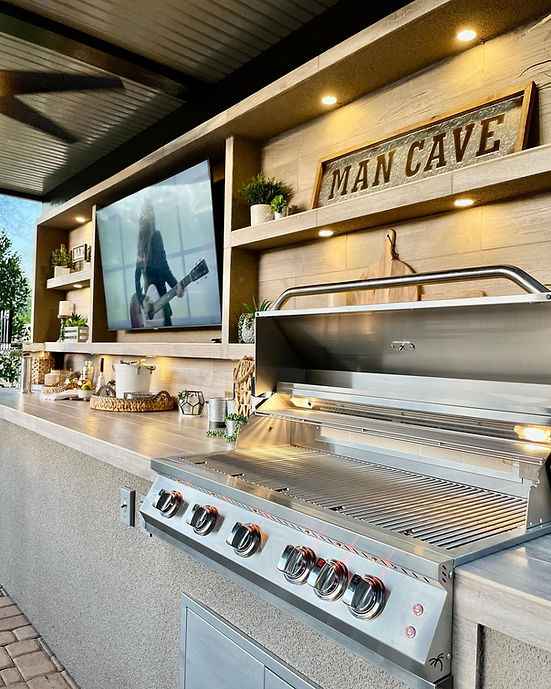 KoKoMo 20 x 20 ft Outdoor Kitchen Pavilion with Grill, Bar, Kegerator & 70-Inch TV