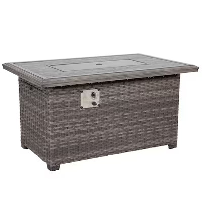Tenaya Grey Wicker Rectangular Firepit Table