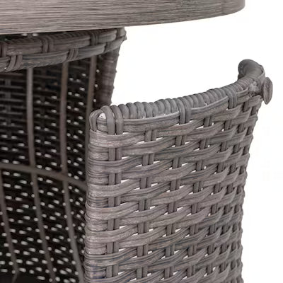 Tenaya Grey Round Wicker Firepit Table with Metal Cover