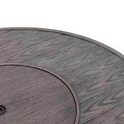 Tenaya Grey Round Wicker Firepit Table with Metal Cover