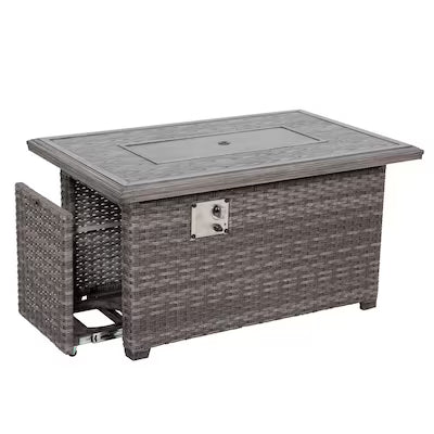 Tenaya Grey Wicker Rectangular Firepit Table