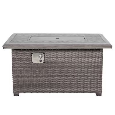 Tenaya Grey Wicker Rectangular Firepit Table