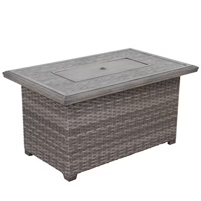 Tenaya Grey Wicker Rectangular Firepit Table