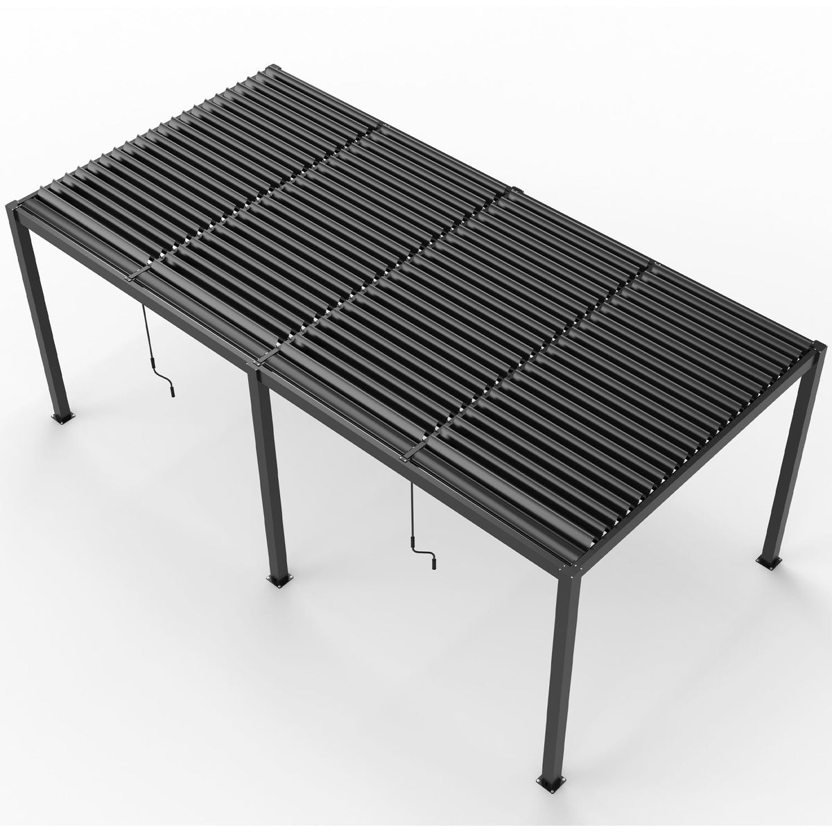 Black Aluminum Louvered Pergola, 118 x 228 x 90.5 in.