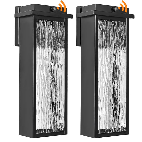 Black LED Dusk to Dawn Outdoor Lighting 2 Packs, 16" Large outside Farmhouse ...