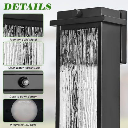 Black LED Dusk to Dawn Outdoor Lighting 2 Packs, 16" Large outside Farmhouse ...